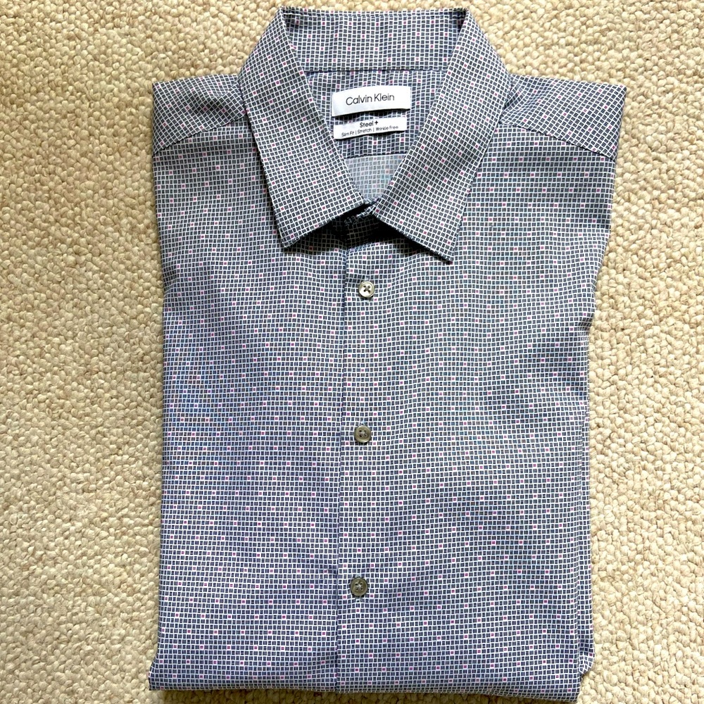 Men’s Calvin Klein Dress Shirt Long sleeve XL. 32/33 sleeve BLK/Multicolor